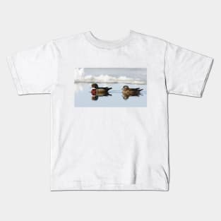 Wood Ducks on river Kids T-Shirt